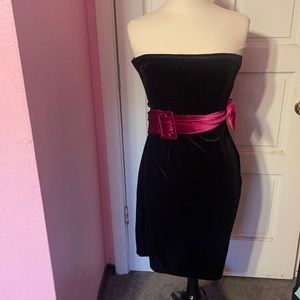 Velour Midi Strapless Dress